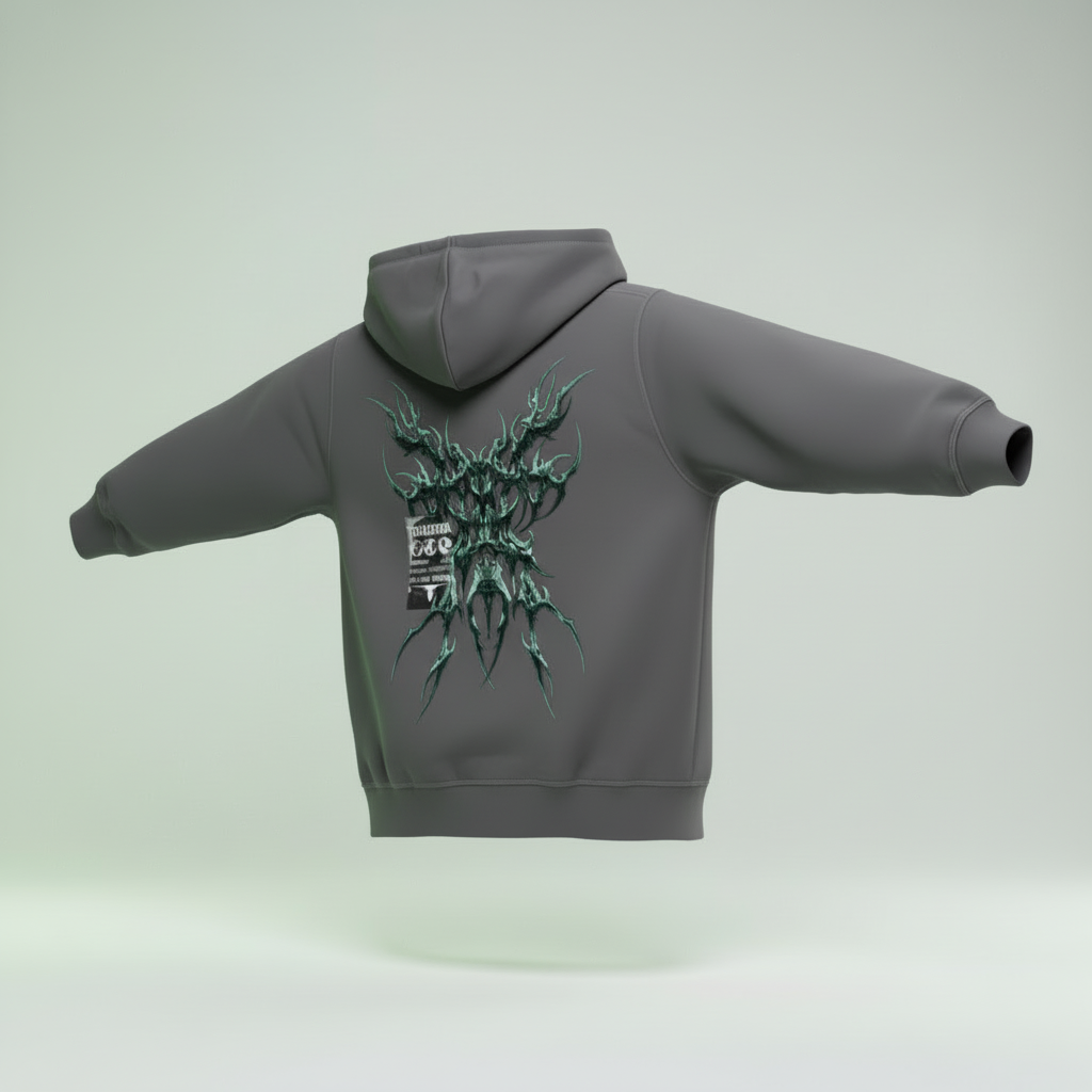 Toxic Creature Hoodie Anthrazit - Rückseite umgefärbt