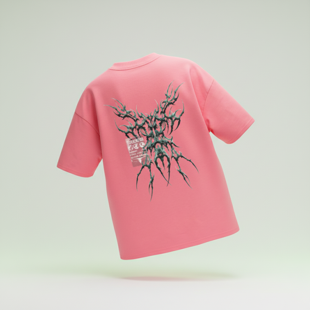 Toxic Creature Oversize T-Shirt Pink - Rückseite mit genauer Schrift