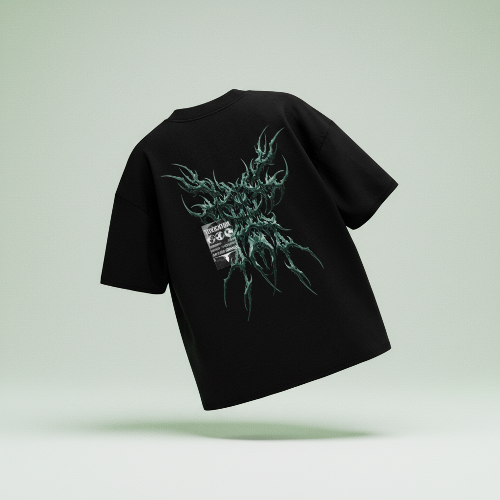 Toxic Creature Oversize T-Shirt Schwarz - Rückseite mit genauer Schrift
