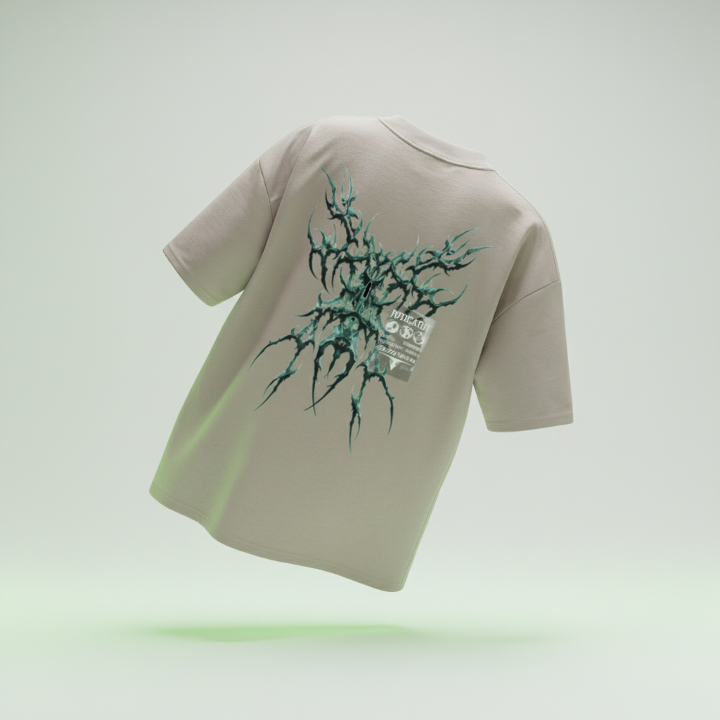 Toxic Creature Oversize T-Shirt Steingrau - Rückseite 3D
